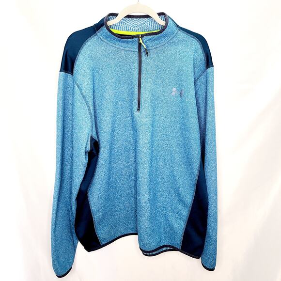 Under Armour Cold Gear Loose Fit Men's Blue Fleece Quarter Zip Shirt/Top 2XL - Picture 1 of 10
